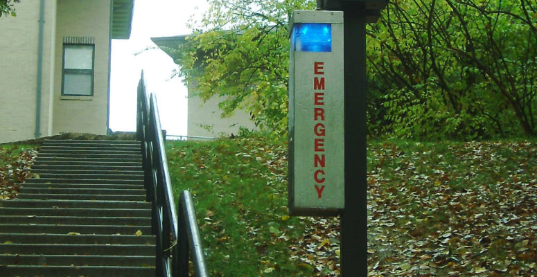 emergency phone on college university campus dorm alton illinois