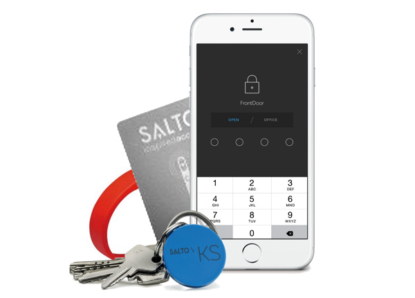 mobile phone and key fob for salto access control system