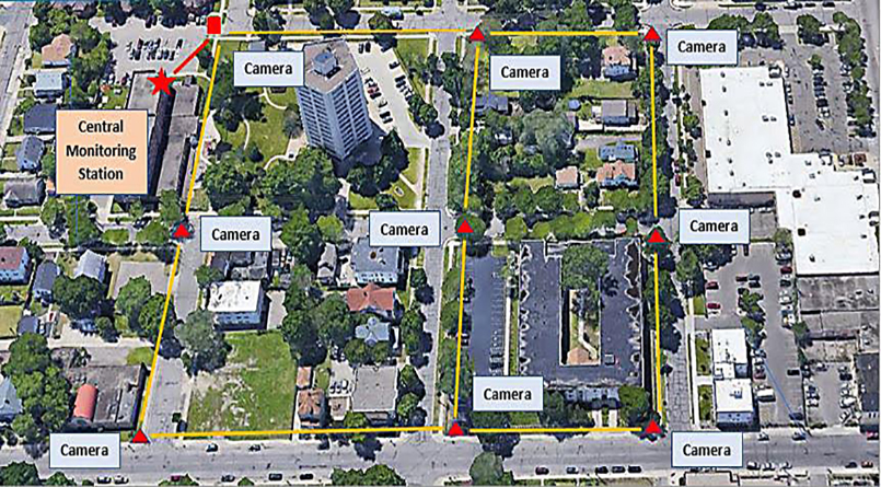 Security Camera Schematic in Illnois Residential Neighborhood