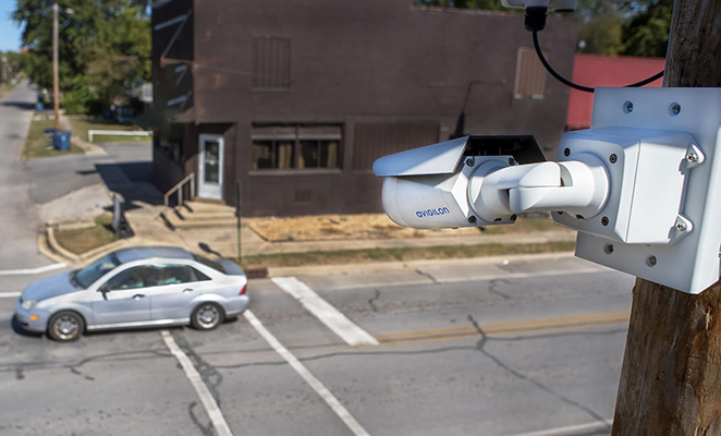 video surveillance security camera at intersection