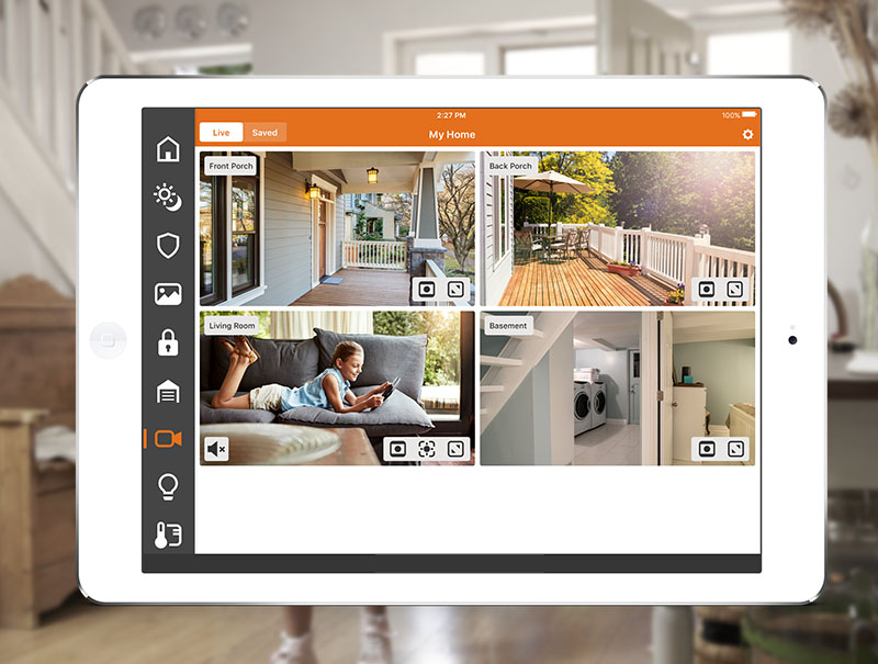 home security monitoring on phone or tablet