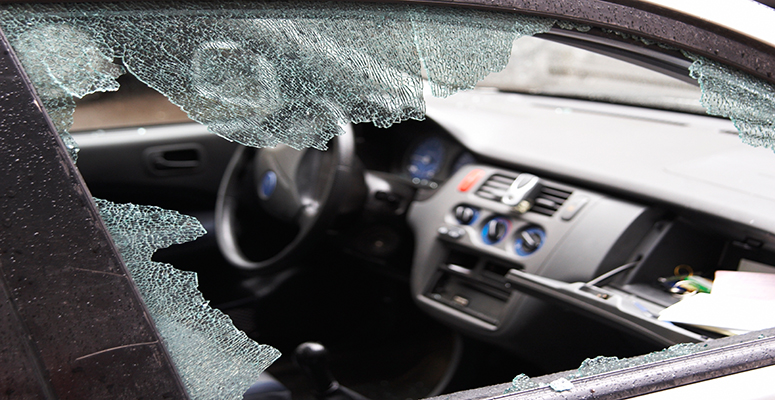 Smashed Car Window After Break-in st louis missouri