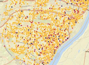 Closeup South St. Louis City Neighborhood Crime Map 2022