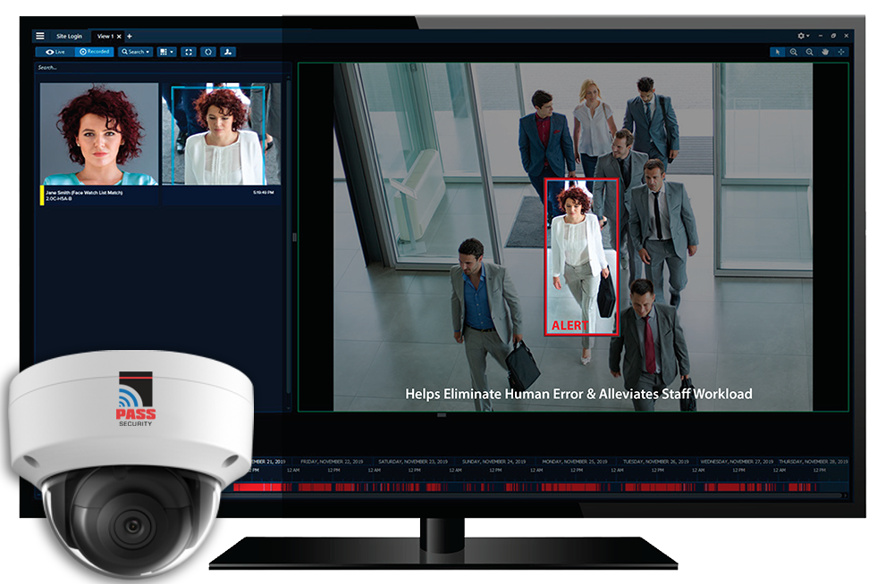 Avigilon Facial Recognition Event Detection Appearance Search Security System Monitoring Screen for Businesses
