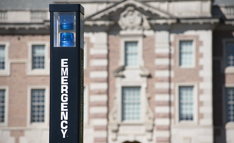 emergency blue light security phone on washington university campus in st louis missouri