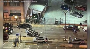 video of volleyball player hit by car downtown st. louis