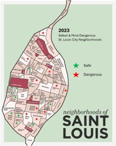 St. Louis City Most Dangerous and Safest Neighborhood Crime Map 2023 